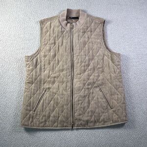 Relativity Quilted Faux Suede Full Zip Vest Womens Size‎ XL Tan Zip Pockets